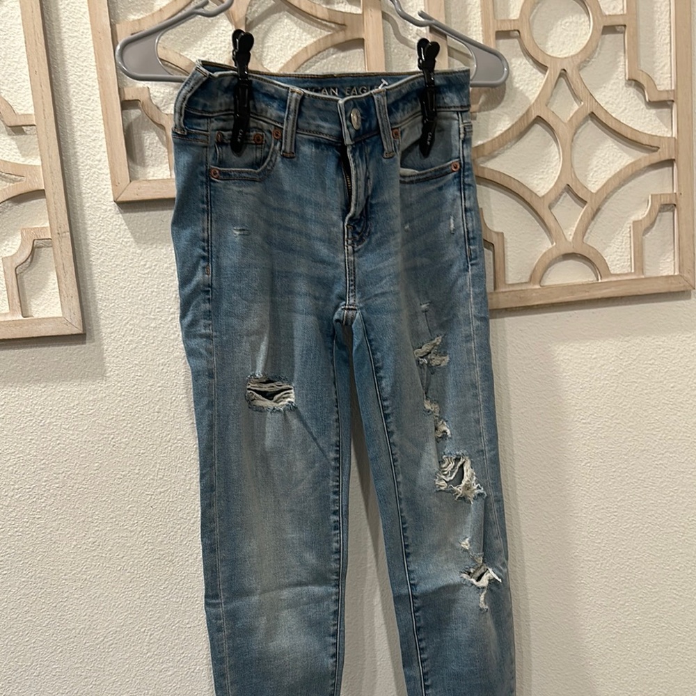 Light Blue Distressed Ankle Jeans